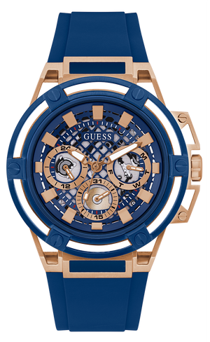 Guess Matrix Multifunction Blue Dial Blue Rubber Strap Watch for Men - GW0423G4 Buy Now By Guess