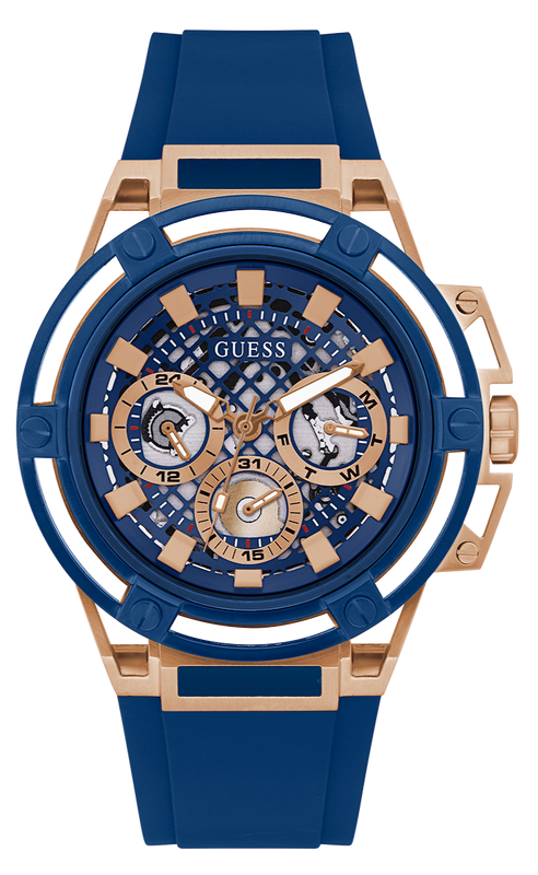 Guess Matrix Multifunction Blue Dial Blue Rubber Strap Watch for Men - GW0423G4 Buy Now By Guess