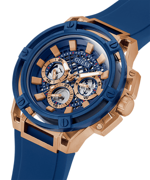 Guess Matrix Multifunction Blue Dial Blue Rubber Strap Watch For Men - GW0423G1 Buy Now By Guess
