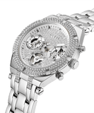 Guess Heiress Multifunction Diamonds Silver Dial Silver Steel Strap Watch for Women - GW0440L1 Buy Now By Guess