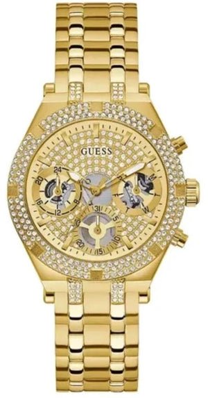 Guess Heiress Multifunction Diamonds Gold Dial Gold Steel Strap Watch for Women - GW0440L2 Buy Now By Guess