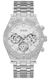 Guess Multi Function Diamonds Silver Dial Silver Steel Strap Watch For Men - GW0455G1 Buy Now By Guess