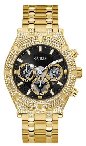 Guess Multifunction Diamonds Black Dial Gold Steel Strap Watch for Men - GW0455G2 Buy Now By Guess