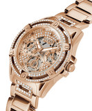 Guess Queen Multifunction Rose Gold Dial Rose Gold Steel Strap Watch For Women - GW0464L3 Buy Now By Guess