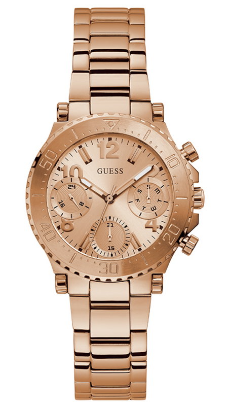 Guess Cosmic Chronograph Rose Gold Dial Rose Gold Steel Strap Watch for Women - GW0465L2 Buy Now By Guess