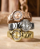 Guess Crystal Clear Analog Gold Dial Gold Steel Strap Watch for Women - GW0470L2 Buy Now By Guess