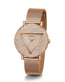 Guess Iconic Diamonds Rose Gold Dial Rose Gold Mesh Bracelet Watch For Women - GW0477L3 Buy Now By Guess