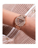 Guess Iconic Diamonds Rose Gold Dial Rose Gold Mesh Bracelet Watch For Women - GW0477L3 Buy Now By Guess