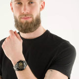 Guess Axel Multifunction Black Dial Black Steel Strap Watch For Men - GW0488G3 Buy Now By Guess