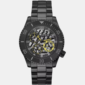 Guess Axel Multifunction Black Dial Black Steel Strap Watch For Men - GW0488G3 Buy Now By Guess