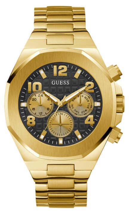 Guess Empire Quartz Black Dial Gold Steel Strap Watch For Men - GW0489G2 Buy Now By Guess