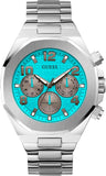Guess Empire Chronograph Quartz Sky Blue Dial Silver Steel Strap Watch For Men - GW0489G3 Buy Now By Guess