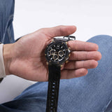 Guess Edge Chronograph Black Dial Black Leather Strap Watch For Men - GW0492G1 Buy Now By Guess