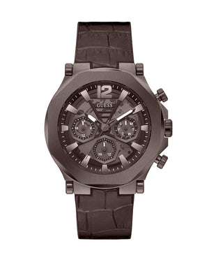 Guess Edge Chronograph Brown Dial Brown Leather Strap Watch For Men - GW0492G2 Buy Now By Guess
