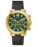 Guess Edge Chronograph Green Dial Black Leather Strap Watch For Men - GW0492G3 Buy Now By Guess