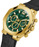 Guess Edge Chronograph Green Dial Black Leather Strap Watch For Men - GW0492G3 Buy Now By Guess