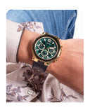 Guess Edge Chronograph Green Dial Black Leather Strap Watch For Men - GW0492G3 Buy Now By Guess