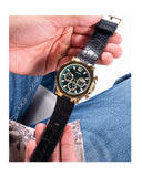 Guess Edge Chronograph Green Dial Black Leather Strap Watch For Men - GW0492G3 Buy Now By Guess