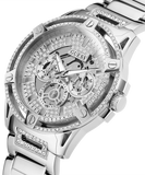 Guess King Quartz Silver Dial Silver Steel Strap Watch For Men - GW0497G1 Buy Now By Guess