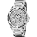 Guess King Quartz Silver Dial Silver Steel Strap Watch For Men - GW0497G1 Buy Now By Guess
