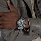 Guess King Quartz Silver Dial Silver Steel Strap Watch For Men - GW0497G1 Buy Now By Guess