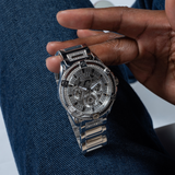 Guess King Quartz Silver Dial Silver Steel Strap Watch For Men - GW0497G1 Buy Now By Guess