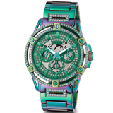 Guess King Iridescent Multifunction Multicolor Dial Purple Steel Strap Watch For Men - GW0497G3 Buy Now By Guess