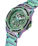 Guess King Iridescent Multifunction Multicolor Dial Purple Steel Strap Watch For Men - GW0497G3 Buy Now By Guess