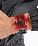 Guess Phoenix Multifunction Analog Red Dial Black Silicone Strap Watch For Men - GW0499G4 Buy Now By Guess