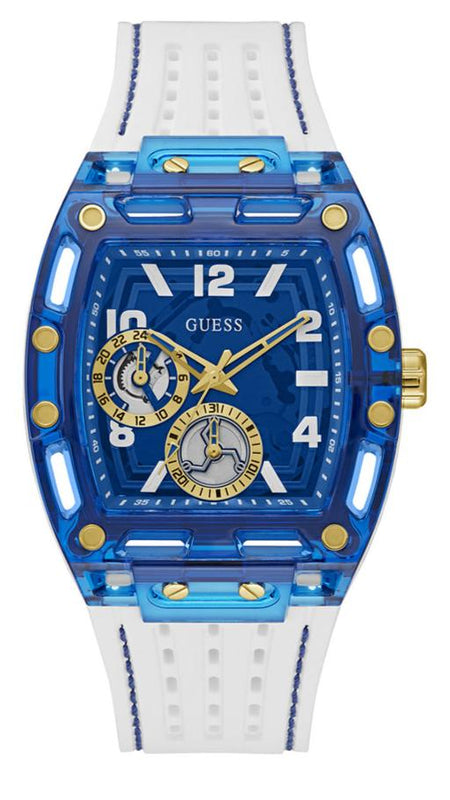 Guess Phoenix Analog Blue Dial White Silicone Strap Watch For Men - GE0499G6 Buy Now By Guess