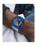 Guess Phoenix Multifunction Blue Dial White Rubber Strap Watch for Men - GW0499G6 Buy Now By Guess