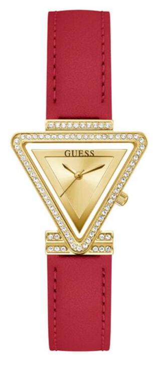 Guess Fame Quartz Gold Dial Red Leather Strap Watch For Women - GW0504L2 Buy Now By Guess