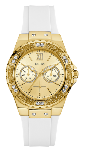Guess Multifunction Gold Dial White Rubber Strap Watch for Women - GW0519L2 Buy Now By Guess