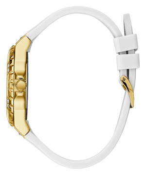Guess Multifunction Gold Dial White Rubber Strap Watch for Women - GW0519L2 Buy Now By Guess