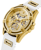Guess Queen Quartz Gold Dial White Silicone Strap Watch For Women - GW0536L2 Buy Now By Guess