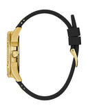 Guess Queen Quartz Gold Dial Black Silicone Strap Watch For Women - GW0536L3 Buy Now By Guess