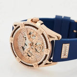 Guess Queen Quartz Crystals Rose Gold Dial Blue Silicone Strap Watch For Women - GW0536L5 Buy Now By Guess