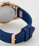 Guess Queen Quartz Crystals Rose Gold Dial Blue Silicone Strap Watch For Women - GW0536L5 Buy Now By Guess