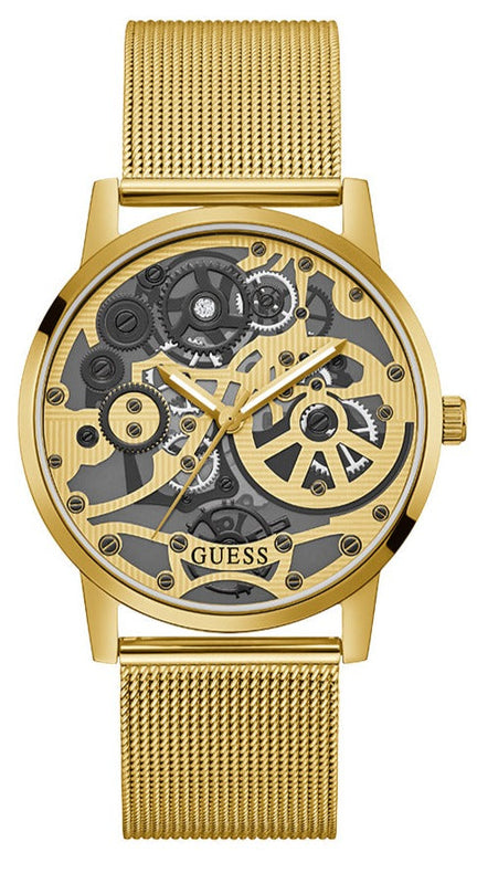 Guess Gadget Gold Dial Gold Mesh Bracelet Watch for Men - GW0538G2 Buy Now By Guess