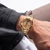 Guess Connoisseur Analog Gold Dial Gold Steel Strap Watch For Men - GW0542G2 Buy Now By Guess