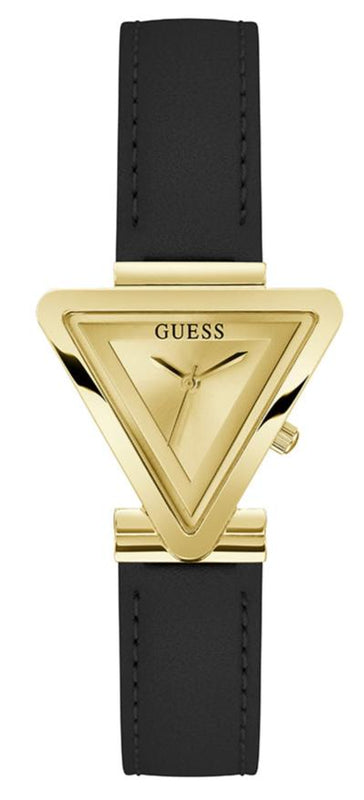 Guess Fame Quartz Gold Dial Black Leather Strap Watch For Women - GW0548L3 Buy Now By Guess
