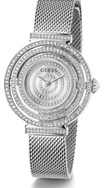 Guess Dream Crystals Silver Dial Silver Mesh Strap Watch For Women - GW0550L1 Buy Now By Guess
