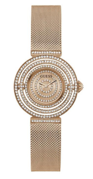Guess Dream Crystals Rose Gold Dial Rose Gold Mesh Bracelet Watch For Women - GW0550L3 Buy Now By Guess