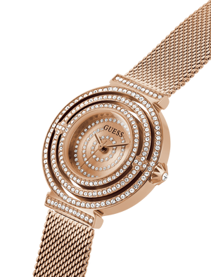 Guess Dream Crystals Rose Gold Dial Rose Gold Mesh Bracelet Watch For Women - GW0550L3 Buy Now By Guess