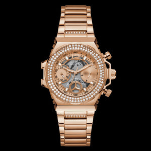 Guess Fusion Chronograph Rose Gold Dial Rose Gold Steel Strap Watch for Women - GW0552L3 Buy Now By Guess