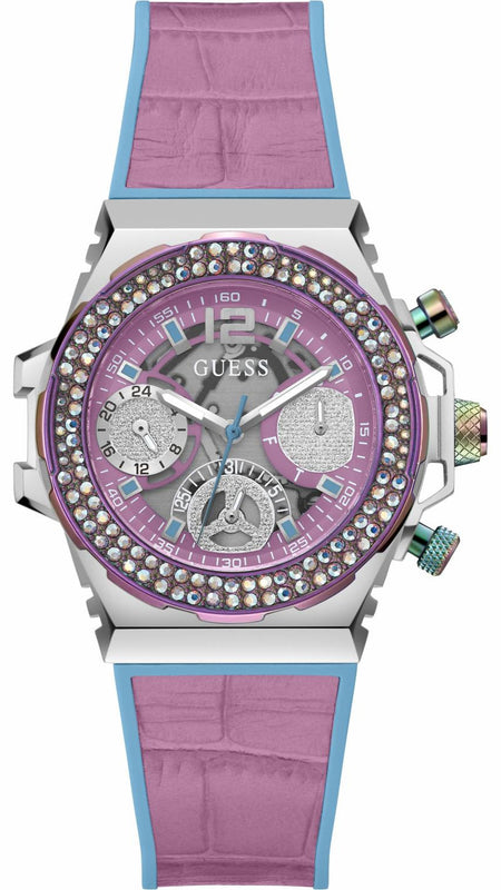 Guess Fusion Chronograph Pink Dial Pink Leather Strap Watch for Women - GW0553L5 Buy Now By Guess