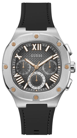 Guess Headline Chronograph Grey Dial Black Rubber Strap Watch for Men - GW0571G1 Buy Now By Guess