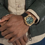 Guess Headliner Multifunction Green Dial Black Silicone Strap Watch For Men - GW0571G3 Buy Now By Guess