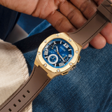Guess Headline Chronograph Blue Dial Brown Silicone Strap Watch For Men - GW0571G5 Buy Now By Guess