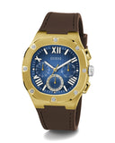 Guess Headline Chronograph Blue Dial Brown Silicone Strap Watch For Men - GW0571G5 Buy Now By Guess